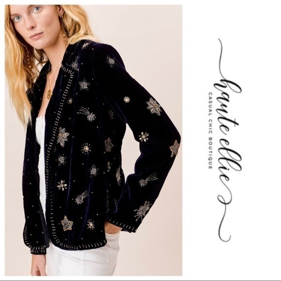 Velvet Moon Celestial Intricate Hand Beaded Blazer - Picture 2 of 15